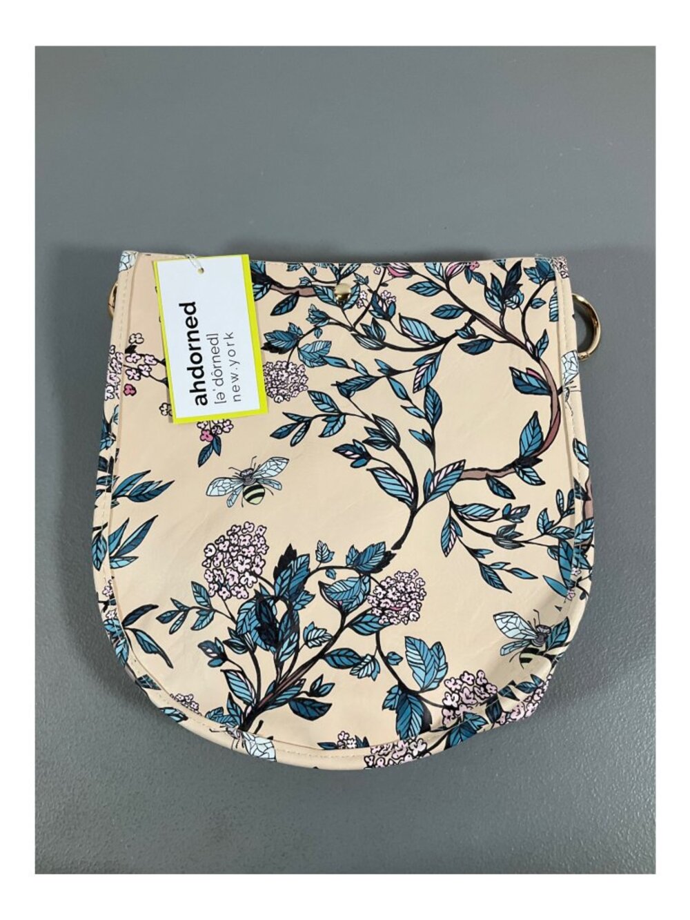 ahdorned Bee Floral U-Shaped Messenger Bag with Dual Straps and Pouch, Unisex